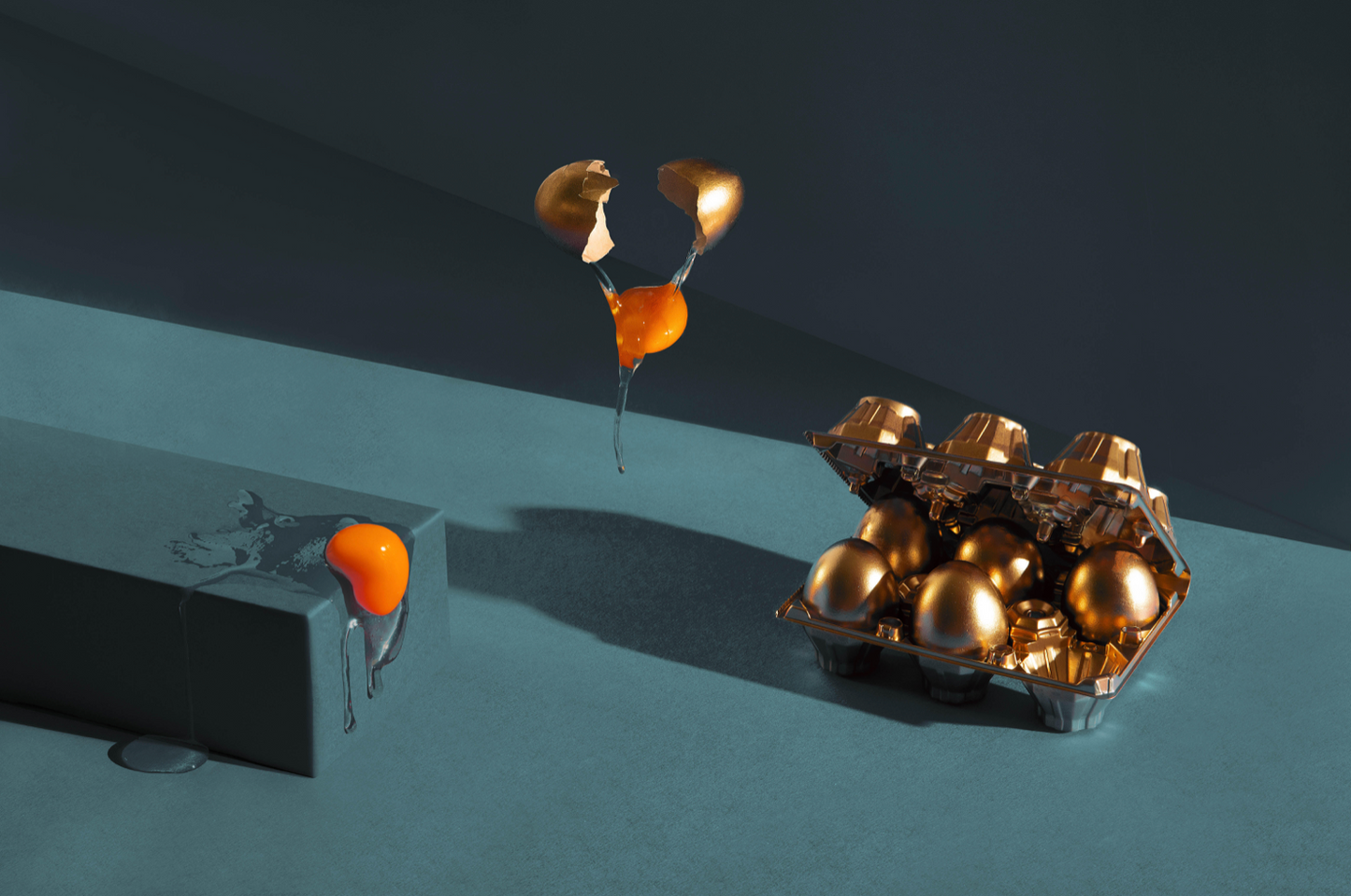 Falling Eggs (blue 1/5) - You are born a tender yolk, life is a constant whisk and you die an omelette.